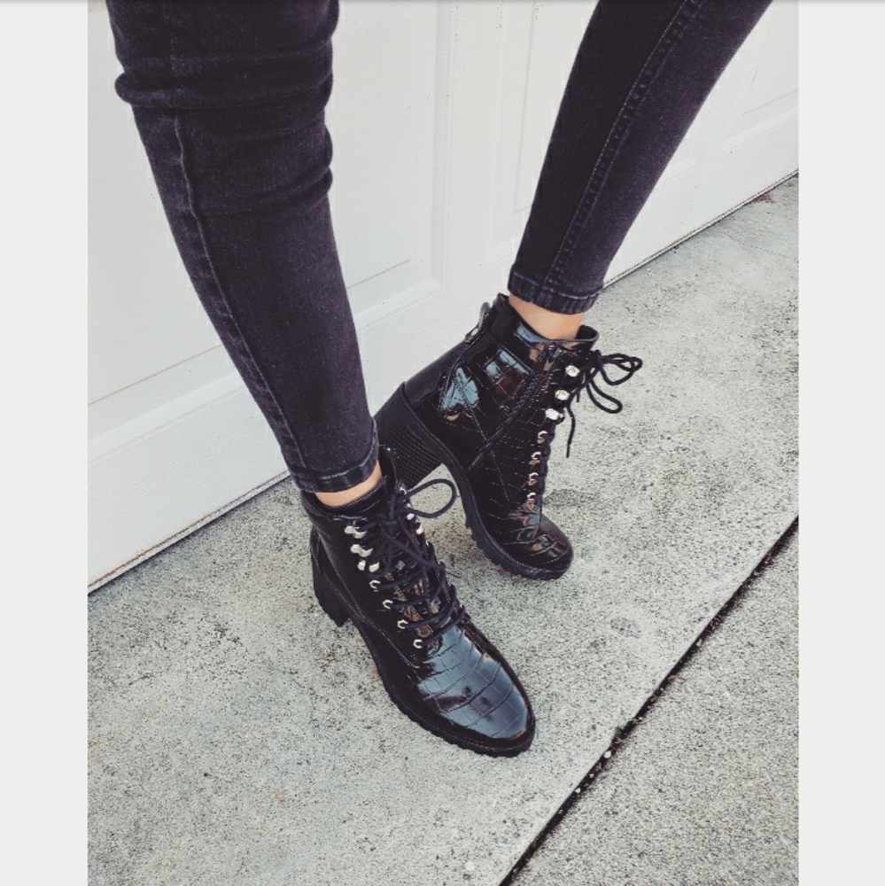 Super Trooper// black croc print boot - Picture 3 of 8
